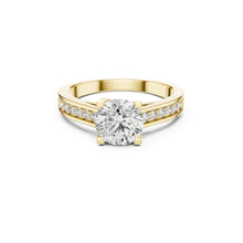 Load image into Gallery viewer, Gold ring with a Moissanite diamond on a white background