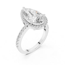 Load image into Gallery viewer, moissanite Diamond ring with a pear-shaped center stone on a white background