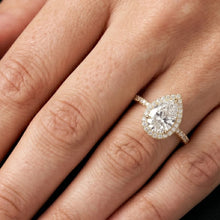 Load image into Gallery viewer, moissanite Diamond ring on a person's finger with a close-up view