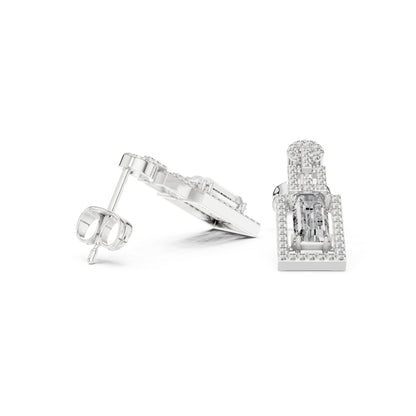 Moissanite diamond earing scope on a white background