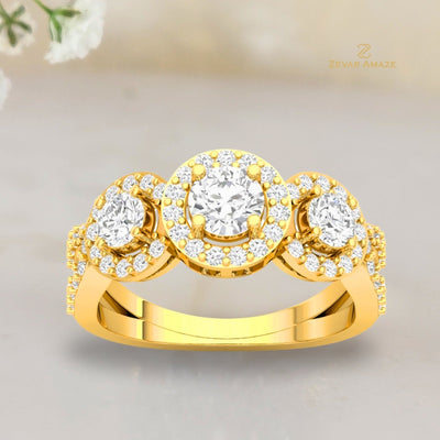 Yulia Diamond Silver Ring for Her