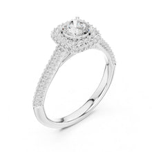 Load image into Gallery viewer, moissanite Diamond ring with a halo setting on a white background
