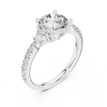 Load image into Gallery viewer, moissanite Diamond ring with a large central gemstone and smaller stones on a white background