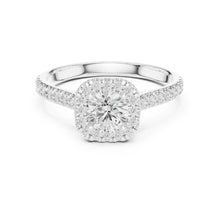 Load image into Gallery viewer, moissanite Diamond ring with a white gold band on a white background
