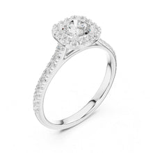 Load image into Gallery viewer, moissanite Diamond ring with a halo setting on a white background