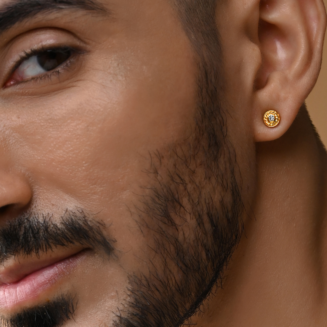Gold silver studs for men