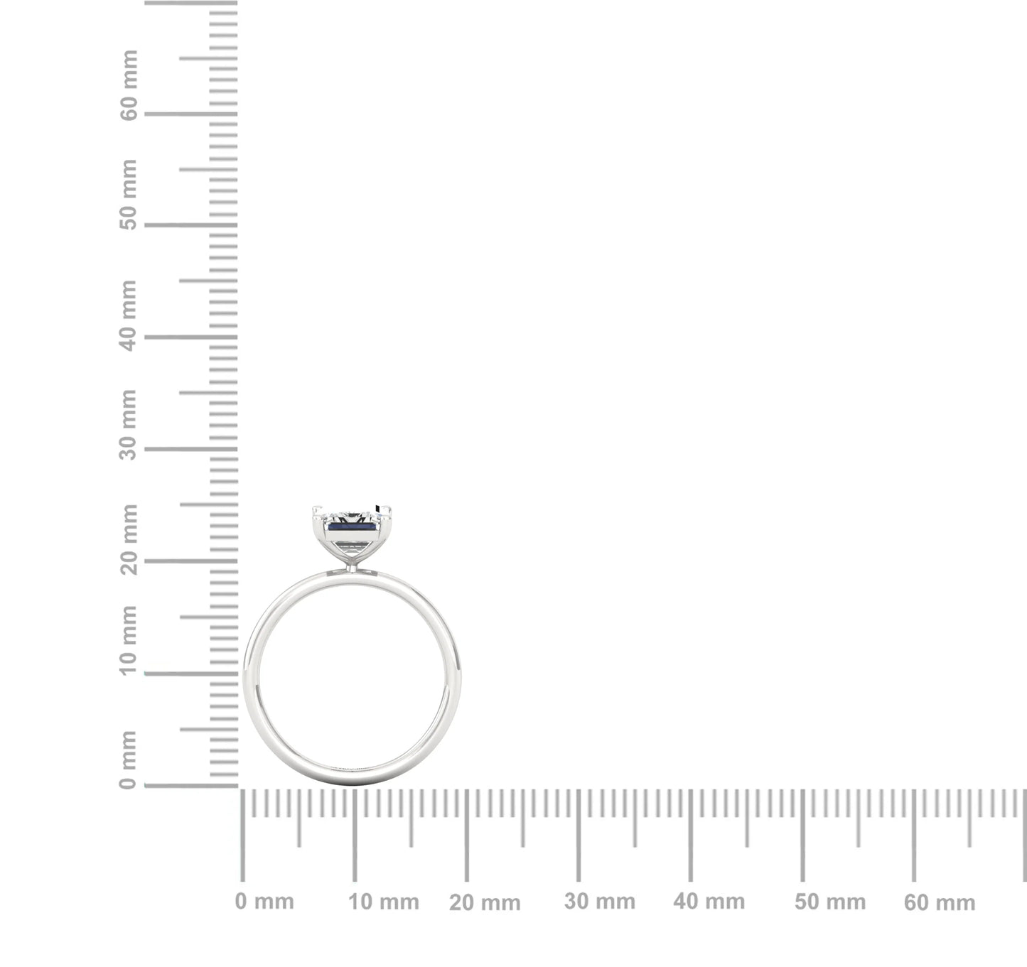 Emerald Moissanite Solitaire Diamond Silver Ring