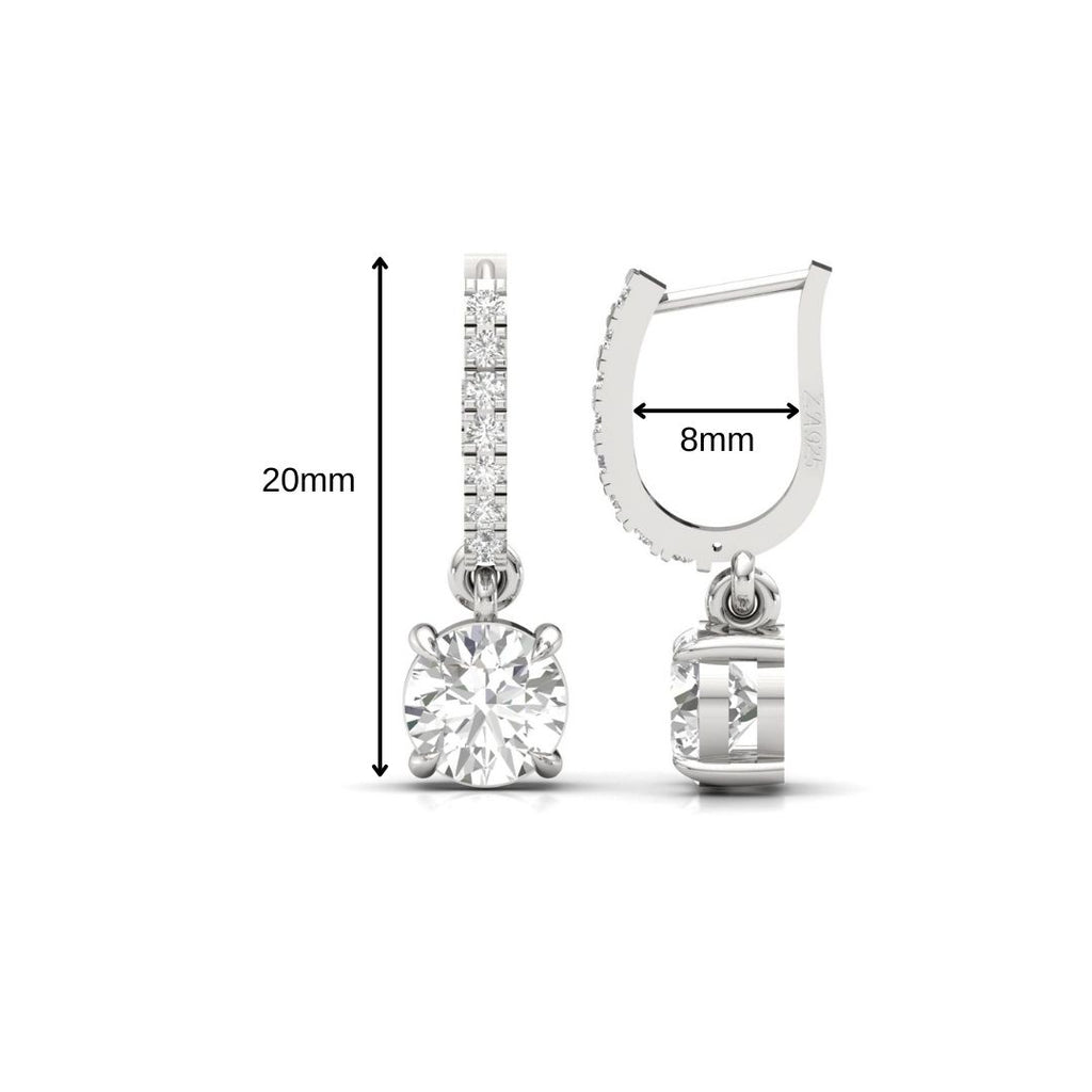 Solitaire Dangling Hoop Sterling Silver Earrings for Her
