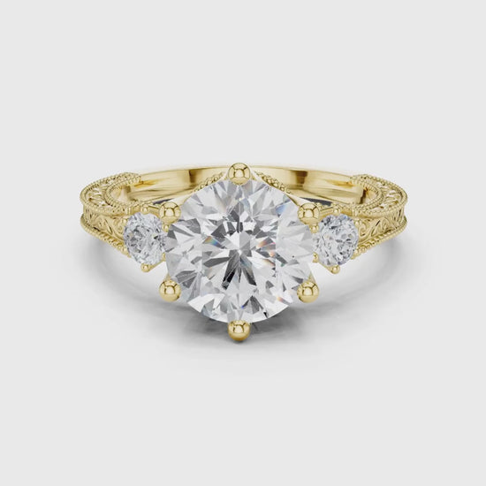 3 tone moissanite diamond ring for her
