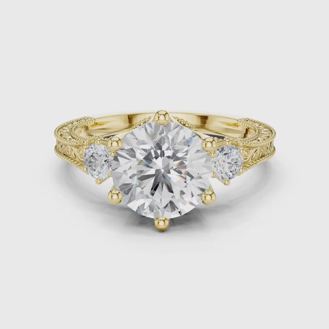 3 tone moissanite diamond ring for her