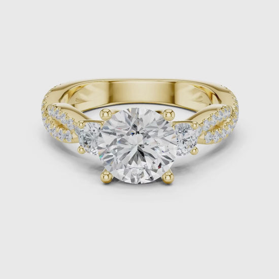 3 tone moissanite diamond ring for her
