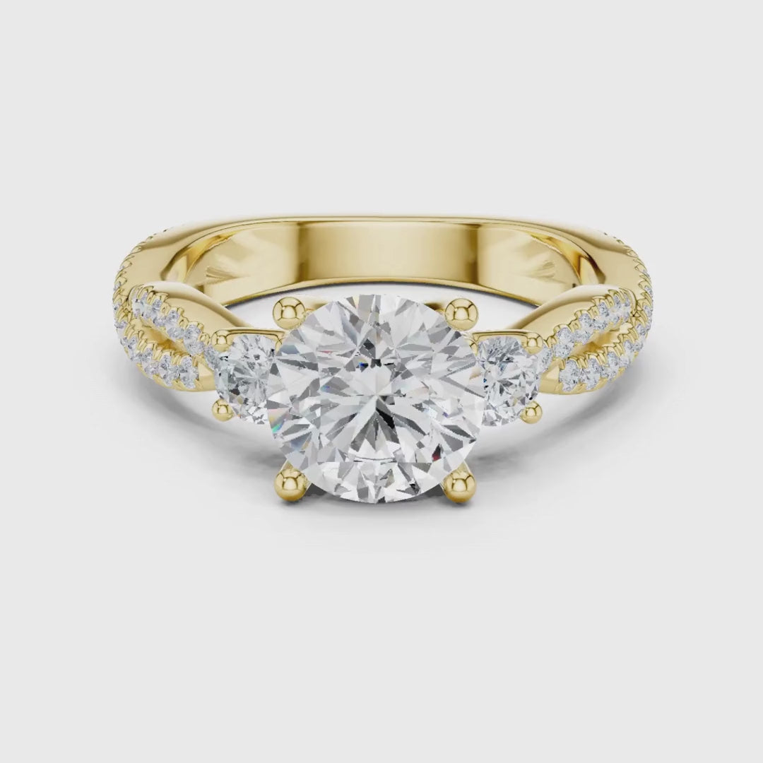 3 tone moissanite diamond ring for her