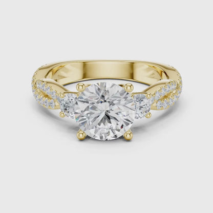 3 tone moissanite diamond ring for her