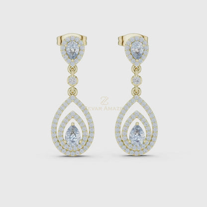 3 Tone Moissanite Diamond Earing For Her