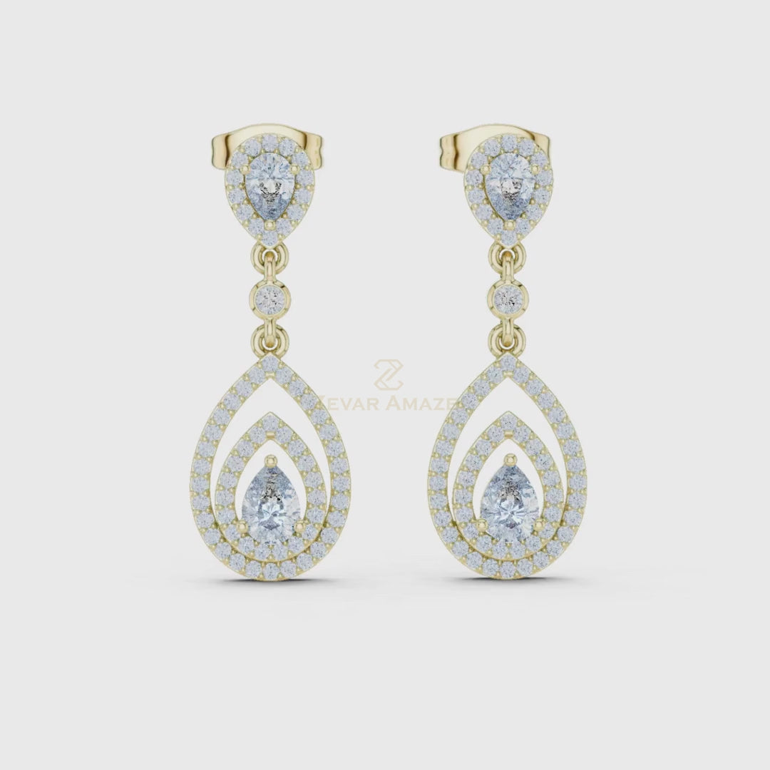 3 Tone Moissanite Diamond Earing For Her