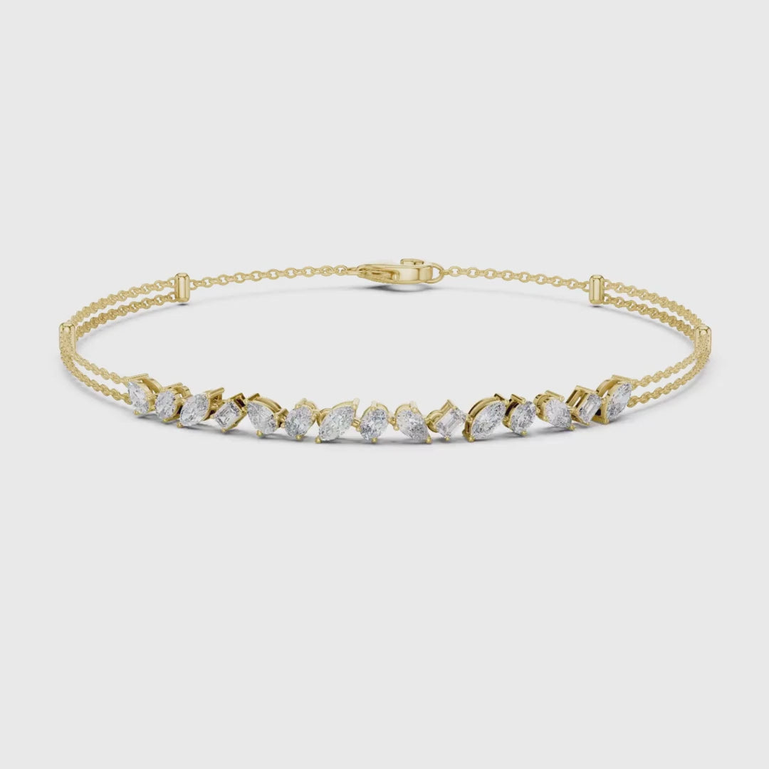3 Tone Moissanite Diamond Bracelet For Her