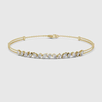 3 Tone Moissanite Diamond Bracelet For Her