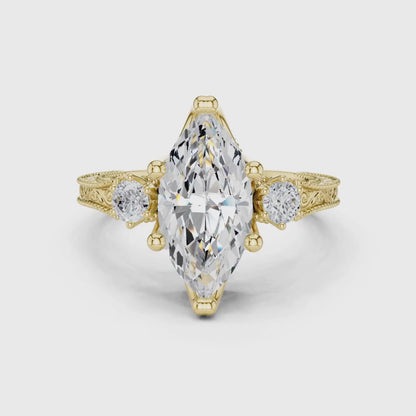 3 tone moissanite diamond ring for her