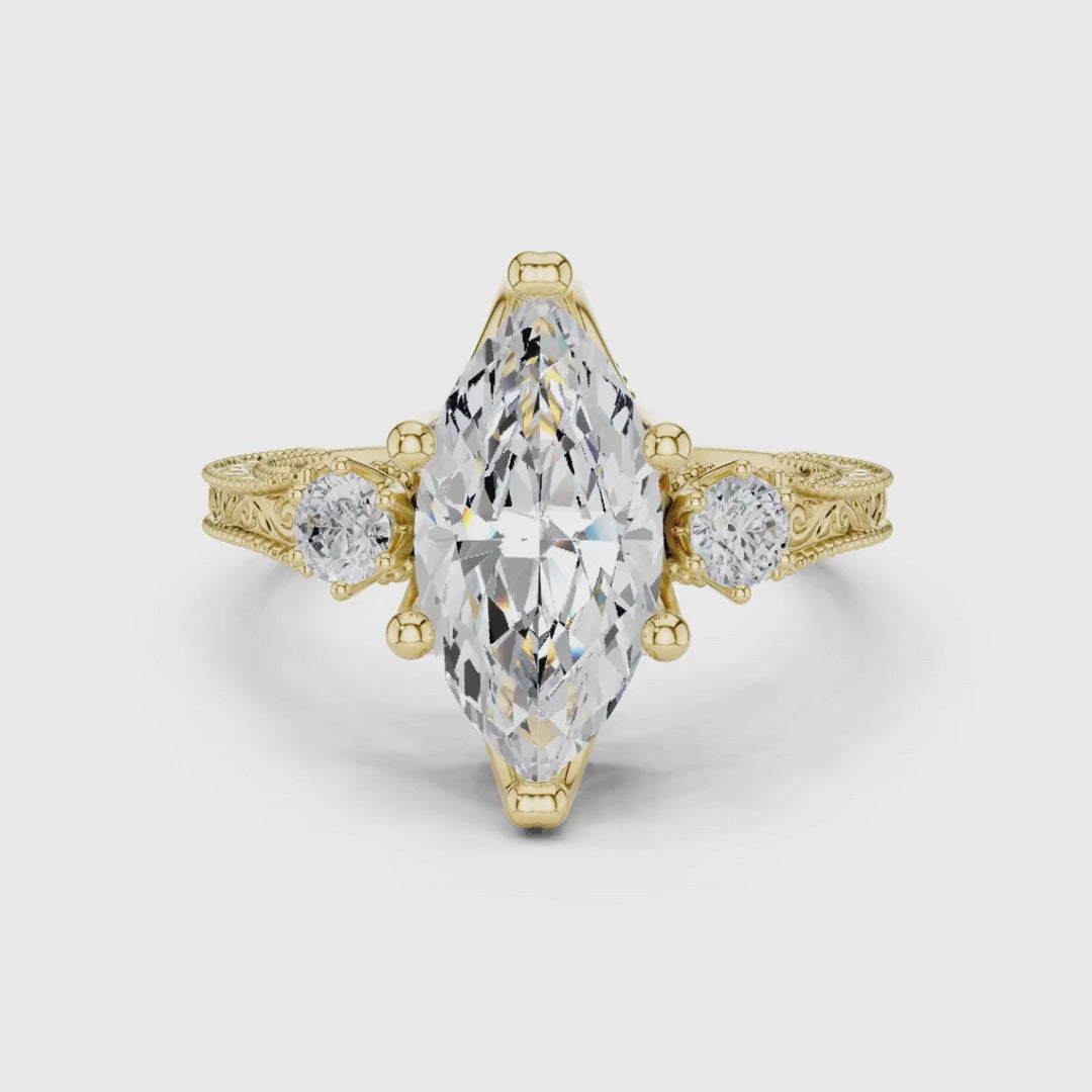 3 tone moissanite diamond ring for her