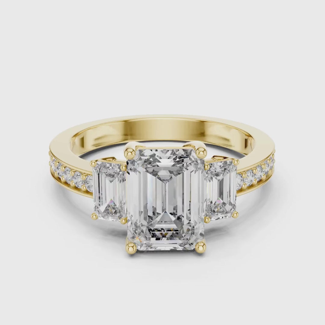 3 tone moissanite diamond ring for her