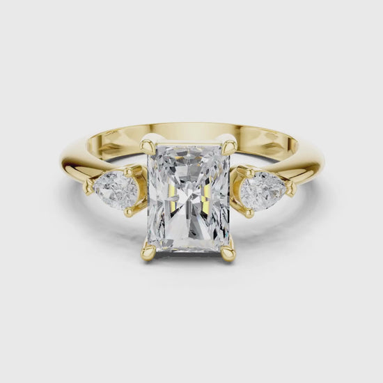 3 tone moissanite diamond ring for her