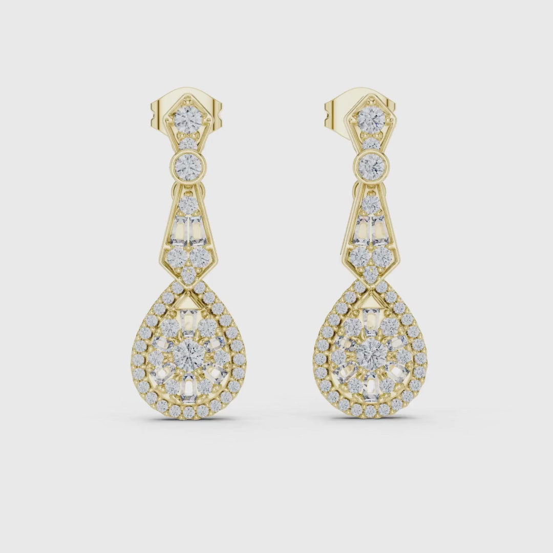 3 Tone Moissanite Diamond Earing For Her