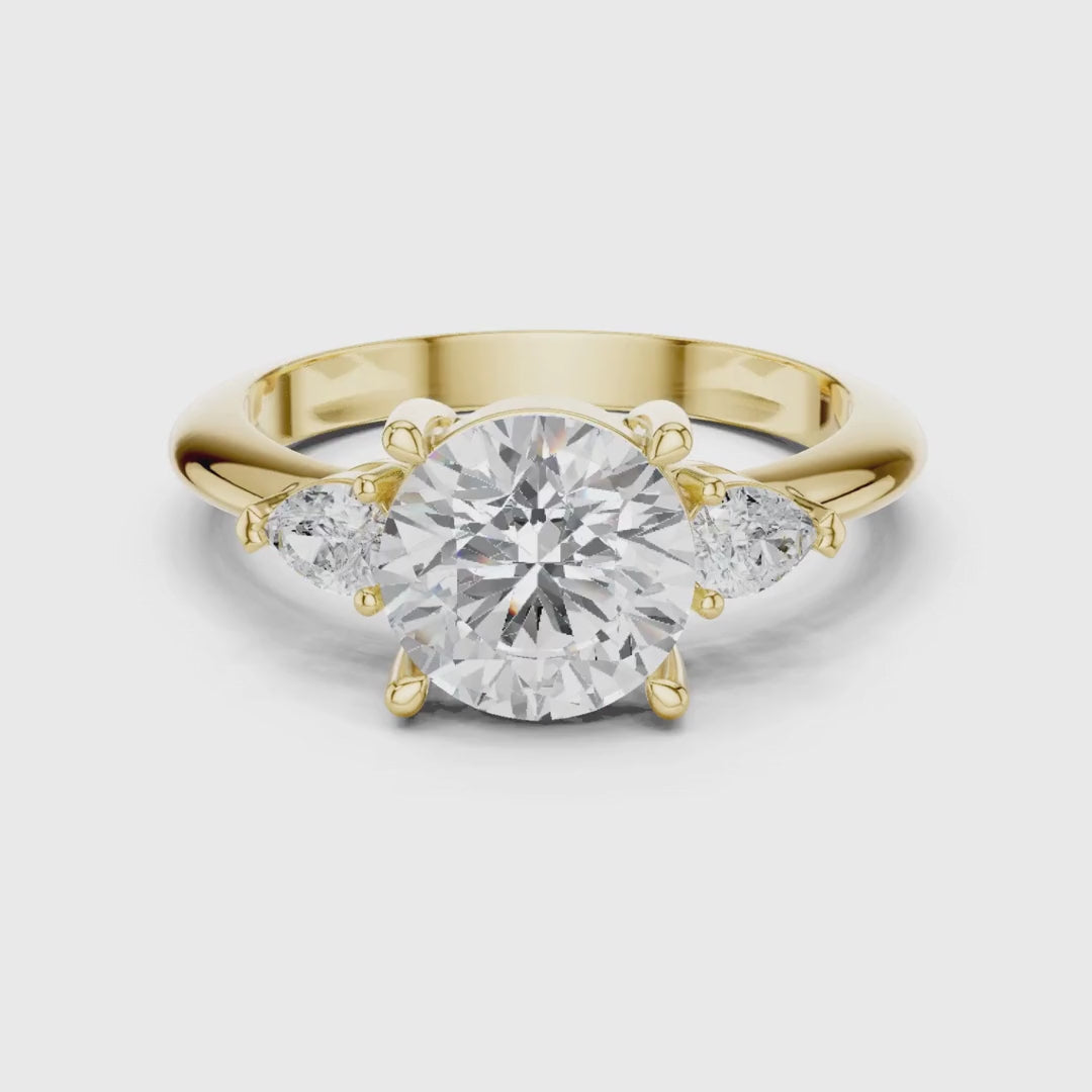 3 tone moissanite diamond ring for her