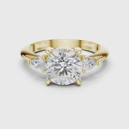 3 tone moissanite diamond ring for her
