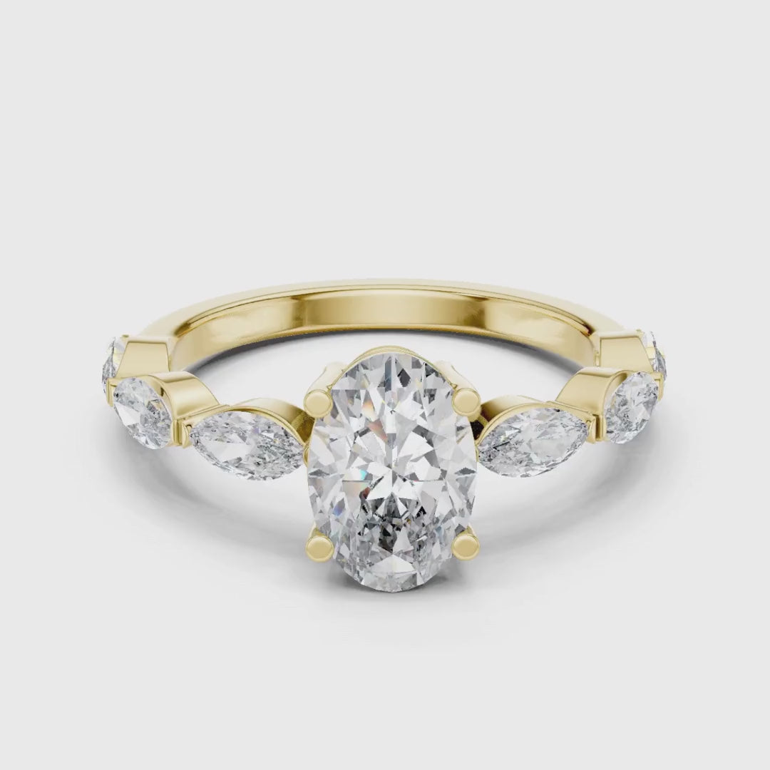 3 tone moissanite diamond ring for her