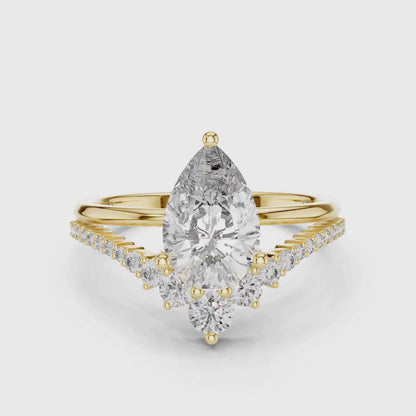 3 tone moissanite diamond ring for her