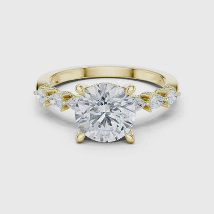 3 tone moissanite diamond ring for her