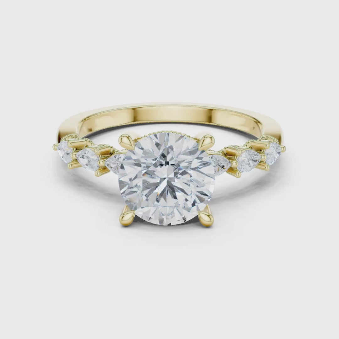 3 tone moissanite diamond ring for her