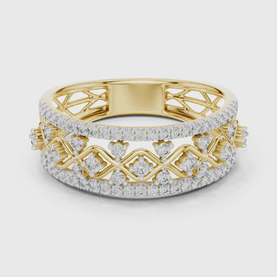 3 tone moissanite diamond ring for her