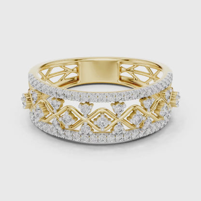 3 tone moissanite diamond ring for her