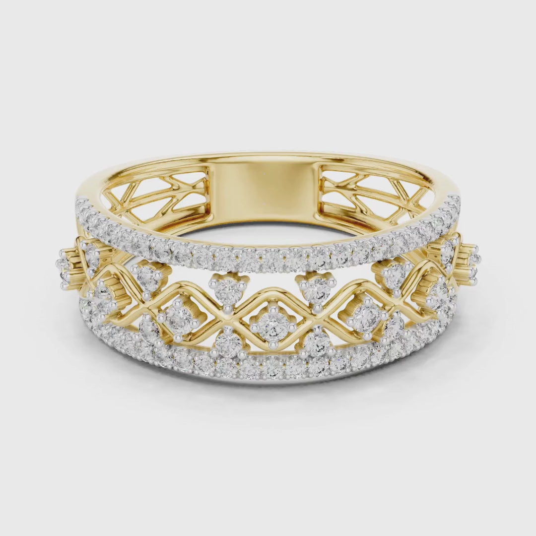 3 tone moissanite diamond ring for her