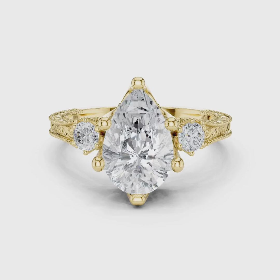 3 tone moissanite diamond ring for her