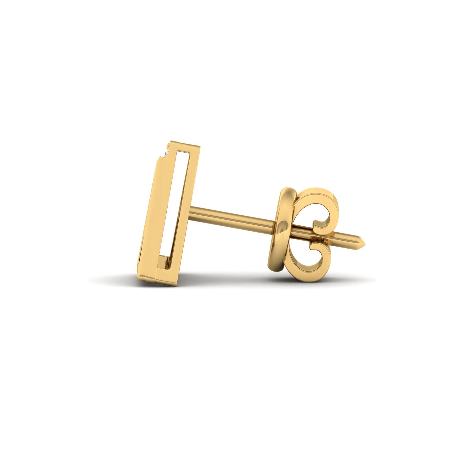 Triangle Silver Ear Stud for Men in Yellow Gold