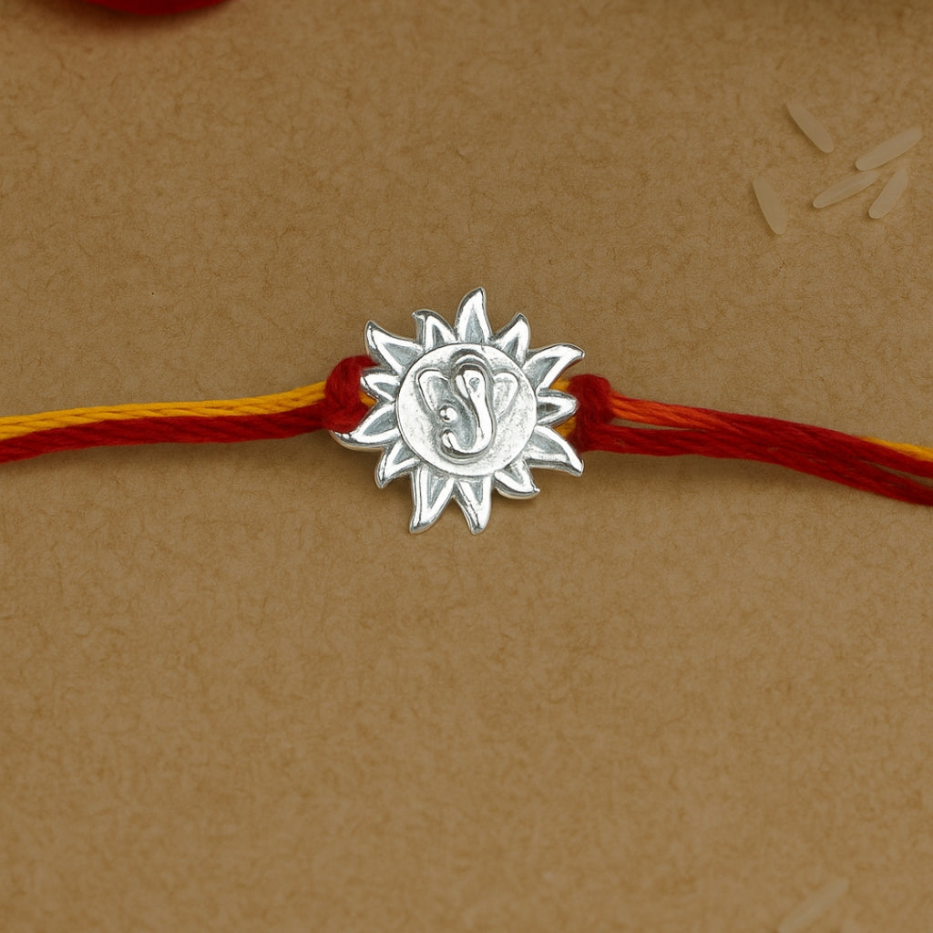 Star Ganeshji Silver Rakhi