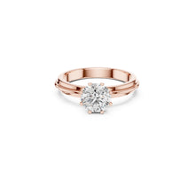 Load image into Gallery viewer, Rose gold ring with a 1ct moissanite  diamond on a white background