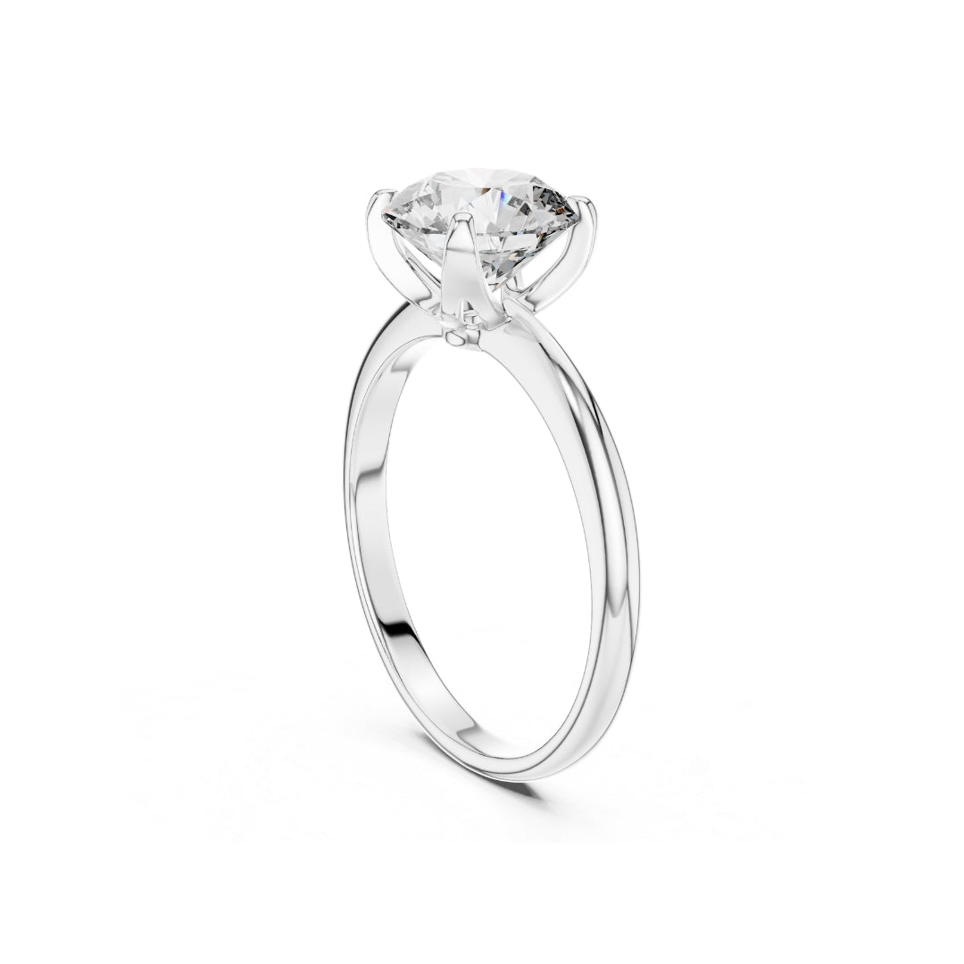 silver 1ct moissanite Diamond ring on a white background