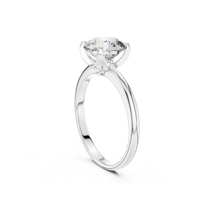 silver 1ct moissanite Diamond ring on a white background