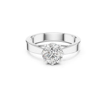Load image into Gallery viewer, Silver ring with a 1ct moissanite diamond on a white background