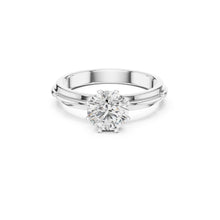 Load image into Gallery viewer, Silver ring with a 1ct moissanite diamond on a white background