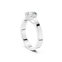 Load image into Gallery viewer, Silver ring with a 1ct moissanite diamond on a white background