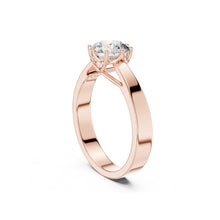 Load image into Gallery viewer, Rose gold ring with a 1ct moissanite diamond on a white background