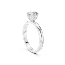 Load image into Gallery viewer, Silver ring with a 1ct moissanite round diamond on a white background