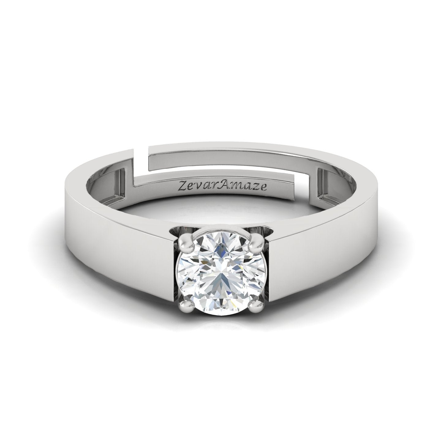 Zevar Amaze Silver Ring - White