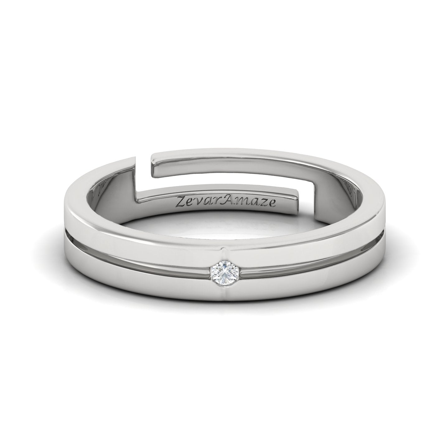Zevar Amaze Silver Ring for Him - White