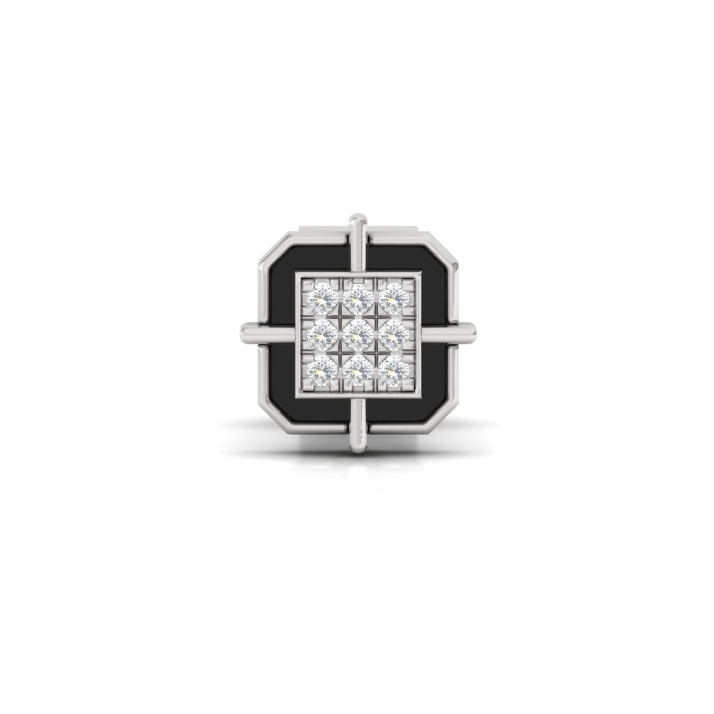Square SIlver  earring for men front angle