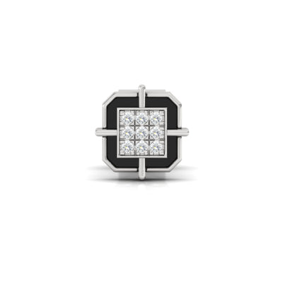 Square SIlver earring for men front angle